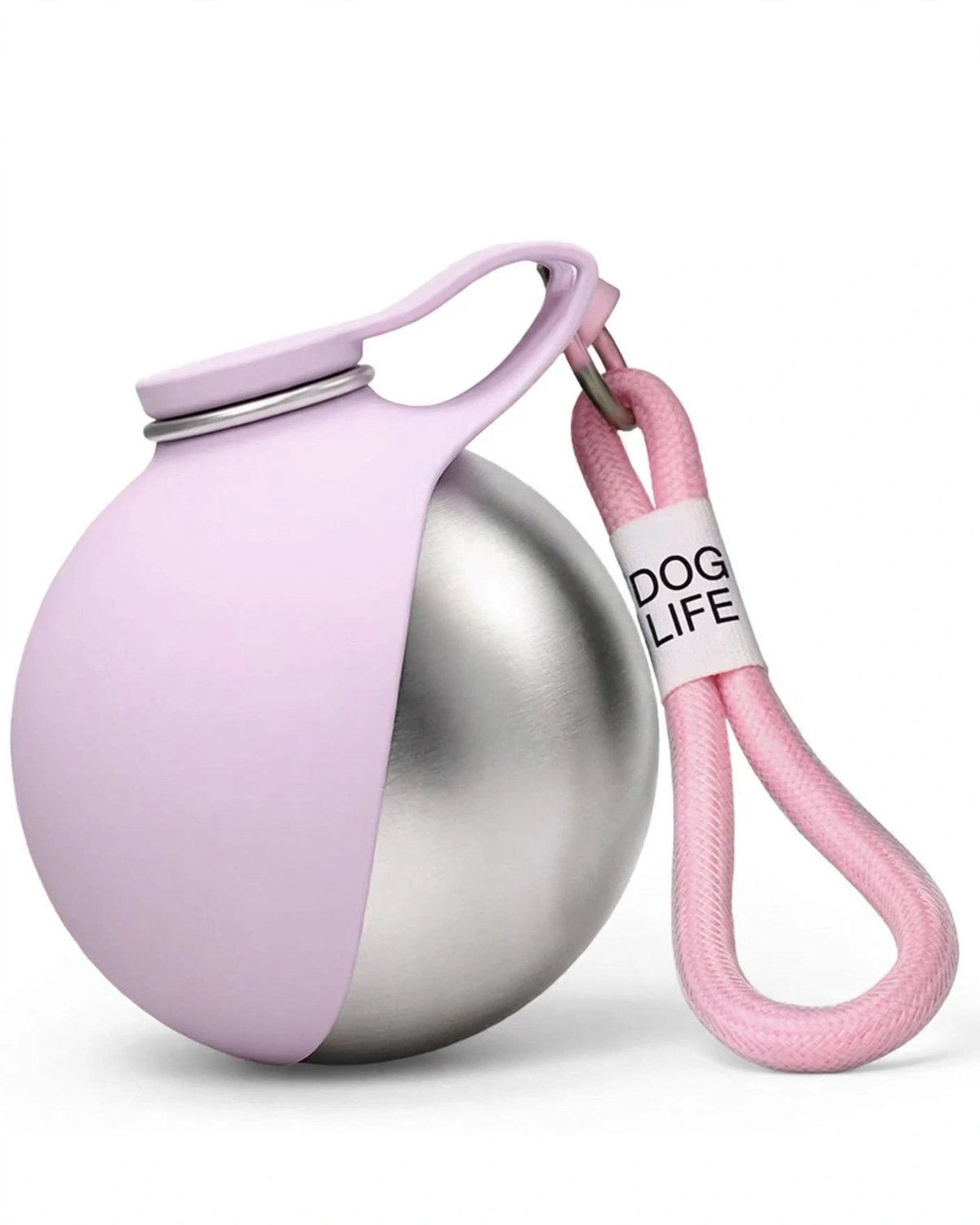 PawSphere 2-in-1 Dog Water Bottle Ball — Stainless Steel + Silicone Bowl + Lanyard — No-Waste Flip Bowl for Walks