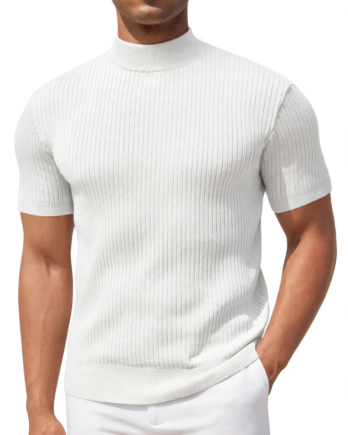 Essential Ribbed Muscle Mock Neck Shirt